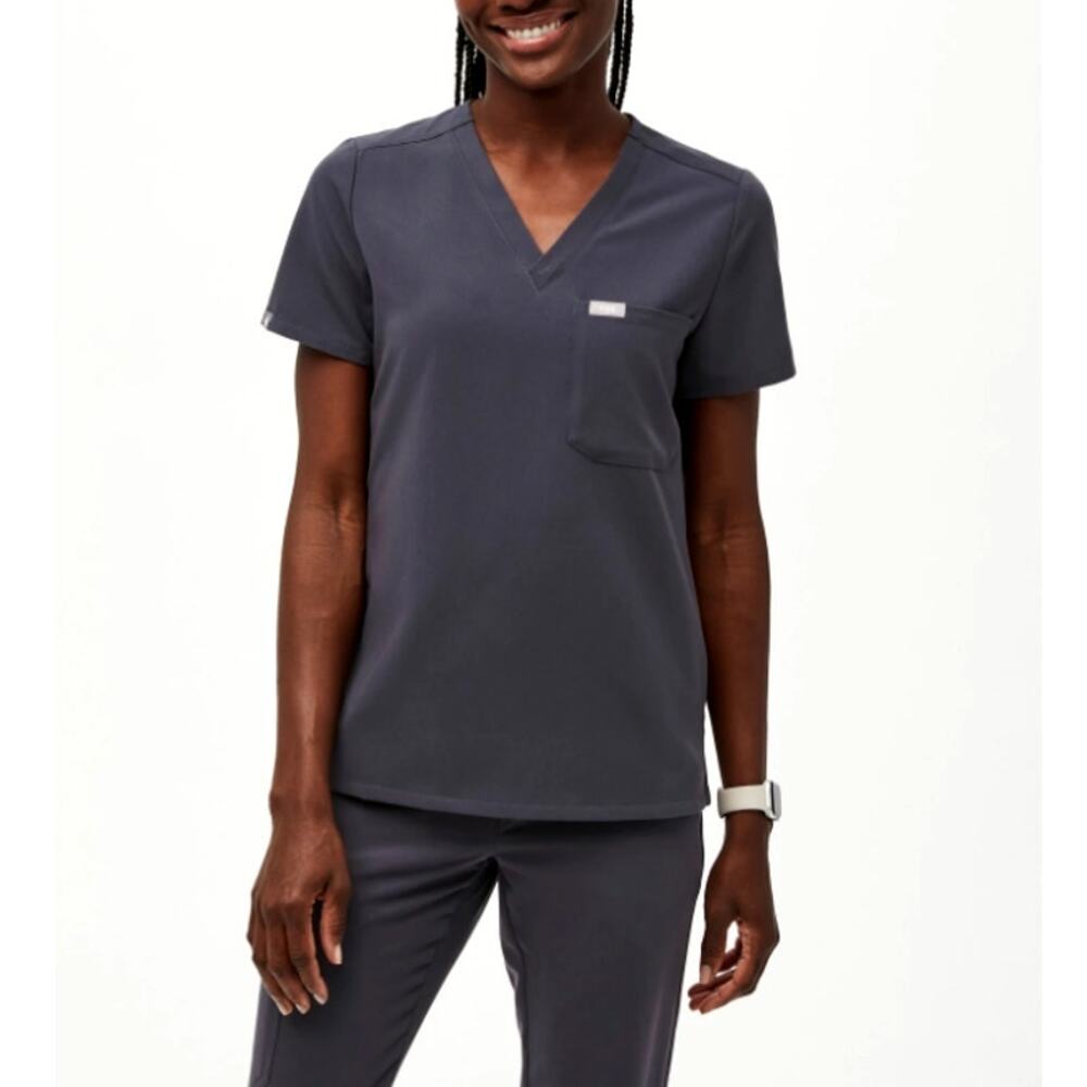Figs Women's Charcoal Catarina One Pocket Scrub Top Size LR